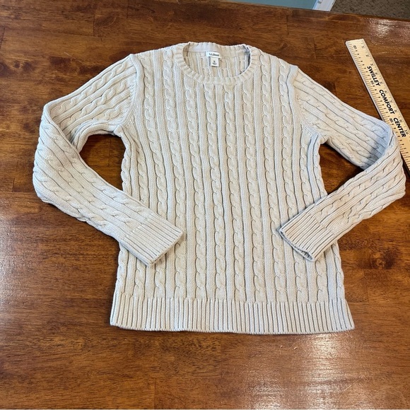 L.L. Bean Sweaters - LL Bean cable knit tan sweater 100% cotton medium